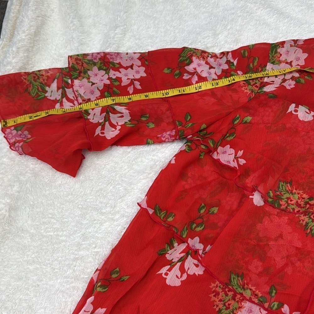 Who What Wear Tiered Ruffle Floral Mini summer Dress Red NWOT - Picture 6 of 9